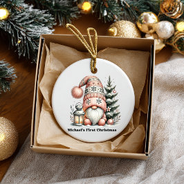 Adorno De Cerámica Gnome for the Holidays Ceramic Ornament