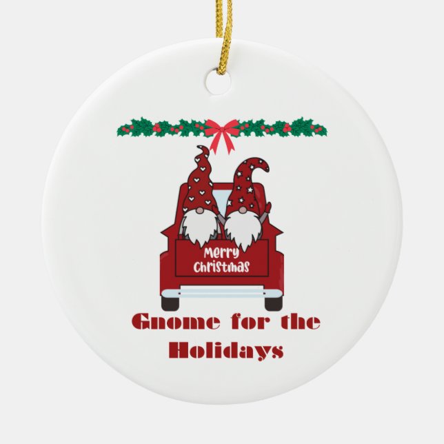 Adorno De Cerámica Gnome for the Holidays on a  (Frente)