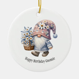 Adorno De Cerámica Gnome Gnome Feliz Cumpleaños Personalizado