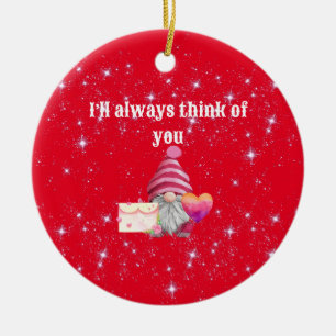 Adorno De Cerámica Gnome in love with rainbow heart