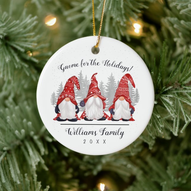 Adorno De Cerámica Gnome lindo para la foto de la familia Holidays (Árbol)