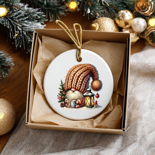 Adorno De Cerámica Gnome Made Eggnog Ceramic Ornament (Personalize this cute Christmas Gnome ceramic ornament. )