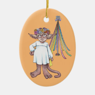 Adorno de cerámica Gnome Mono Mayo