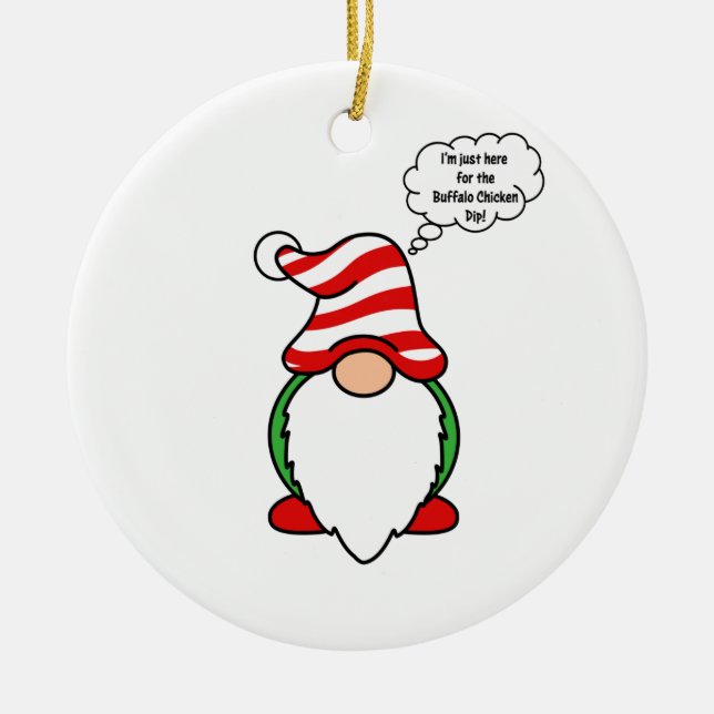 Adorno De Cerámica Gnome Navidades de la salsa de pollo de búfalo (Frente)