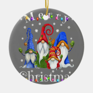 Adorno De Cerámica Gnome Navidades Pajamas - Garden Gnome Merry Chris