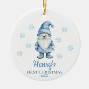 Adorno De Cerámica Gnome Personalizado Primera Navidad del Bebé