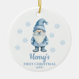 Adorno De Cerámica Gnome Personalized Baby's First Christmas