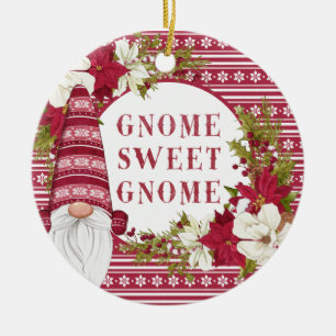 Adorno De Cerámica Gnome rojo y blanco para los Navidades de vacacion