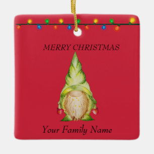 Adorno De Cerámica Gnomes de Navidades rojos