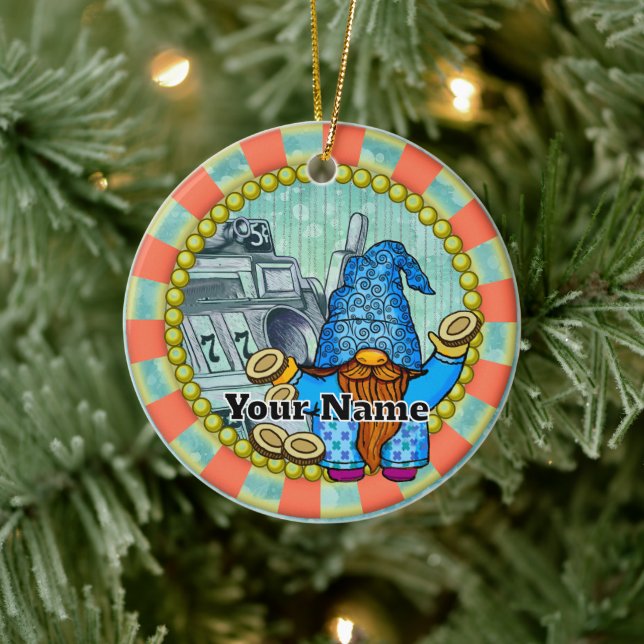 Adorno De Cerámica gnomo de franjas ganadoras (Árbol)