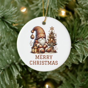 Adorno De Cerámica Gnomo de Navidad Adorable