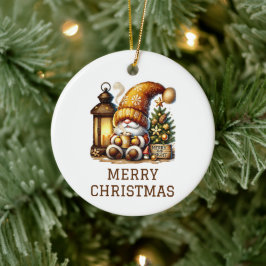 Adorno De Cerámica Gnomo de Navidad Adorable