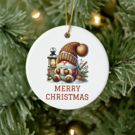 Adorno De Cerámica Gnomo de Navidad Adorable