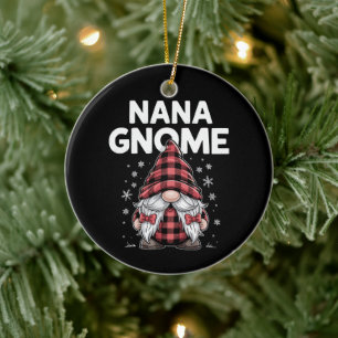 Adorno De Cerámica Gnomo de Navidad de Cuadros Rojos Nana Bonita