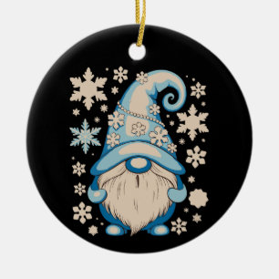 Adorno De Cerámica Gnomo de Navidad de Invierno Azul Fiesta de Navida