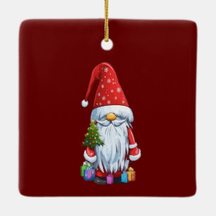Adorno De Cerámica Gnomo de Navidad Gonk vestido con un traje festivo