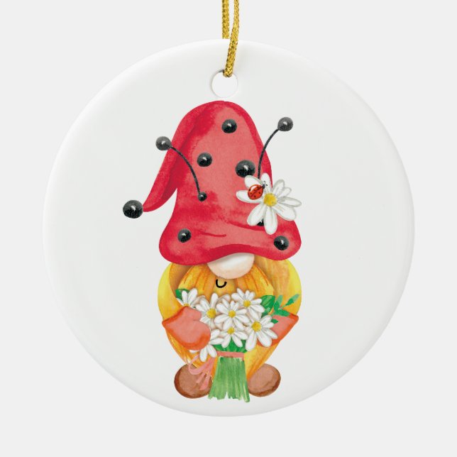 Adorno De Cerámica gnomo de verano 1 (Frente)