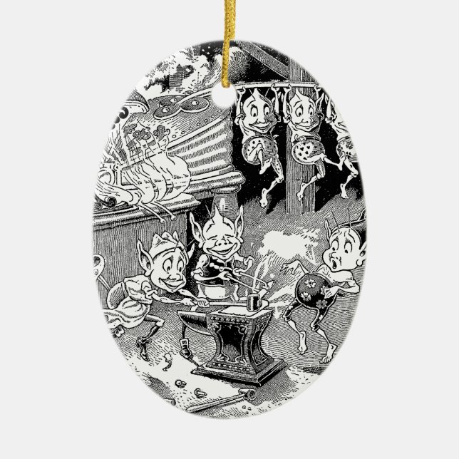 Adorno De Cerámica Gnomo del herrero en la fragua (Frente)