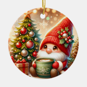 Adorno De Cerámica Gnomo Navideño Adorable