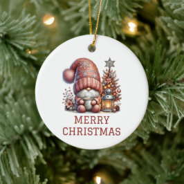 Adorno De Cerámica Gnomo Navideño Bonito