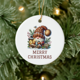 Adorno De Cerámica Gnomo Navideño Bonito