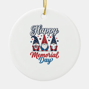 Adorno De Cerámica Gnomo Patriótico Feliz Día de los Caídos Camiseta