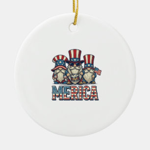 Adorno De Cerámica Gnomo Patriótico Merica Diseño Vectorial Vintage_1