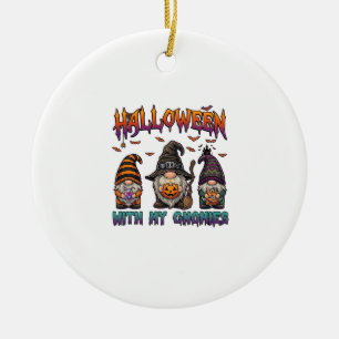 Adorno De Cerámica Gnomos de Halloween Tres Gnomos Sombrero de Bruja 