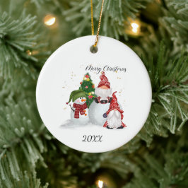 Adorno De Cerámica Gnomos de Navidad Muñeco de Nieve