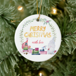 Adorno De Cerámica gnomos de navidades de acuarela