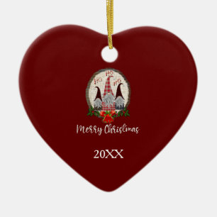 Adorno De Cerámica Gnomos Navideños Rojos Elfos Modernos 
