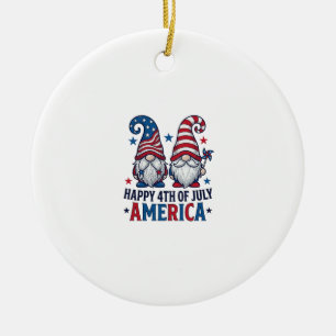 Adorno De Cerámica Gnomos Patrióticos Feliz 4 de Julio Camiseta Améri
