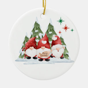 Adorno De Cerámica Gnomos te desean una Feliz Navidad en un