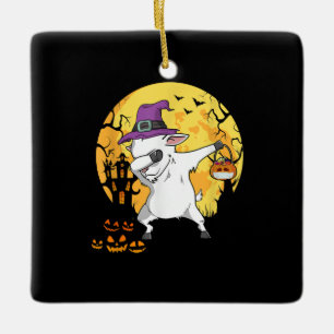 Adorno De Cerámica Goat Dabbing Witch Pumpkin Funny Dog Halloween