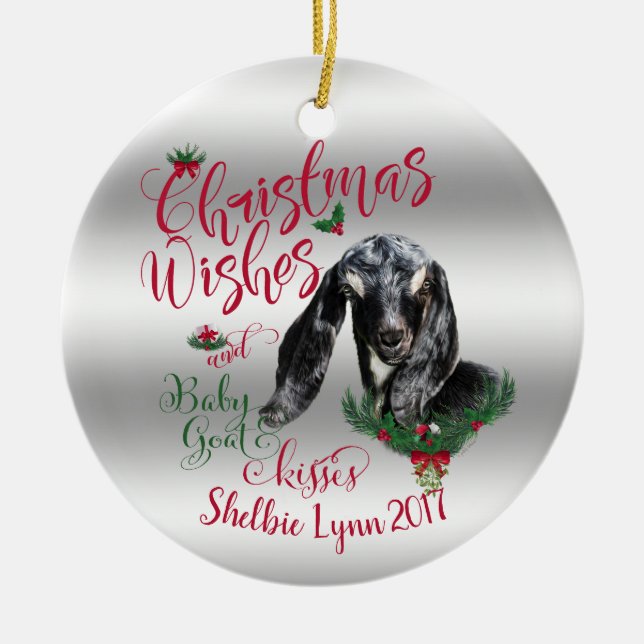 Adorno De Cerámica GOAT | Navidades Desean Beber De Cabra Besa Nubia (Frente)