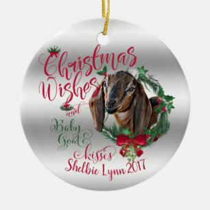 Adorno De Cerámica GOAT   Navidades Desean Bebés De Cabra Nubia 2
