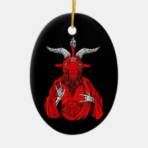 Adorno De Cerámica Goat Satan Baphomet