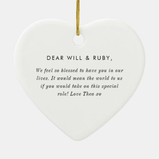 Adorno De Cerámica Godparents Handwritten Bow Proposal