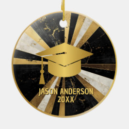 Adorno De Cerámica Gold and Black Custom Graduation Ornament