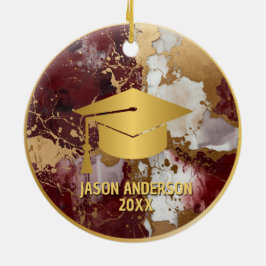 Adorno De Cerámica Gold and Maroon Custom Graduation Ornament