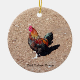 Adorno De Cerámica Gold Cockerel Rooster ornament