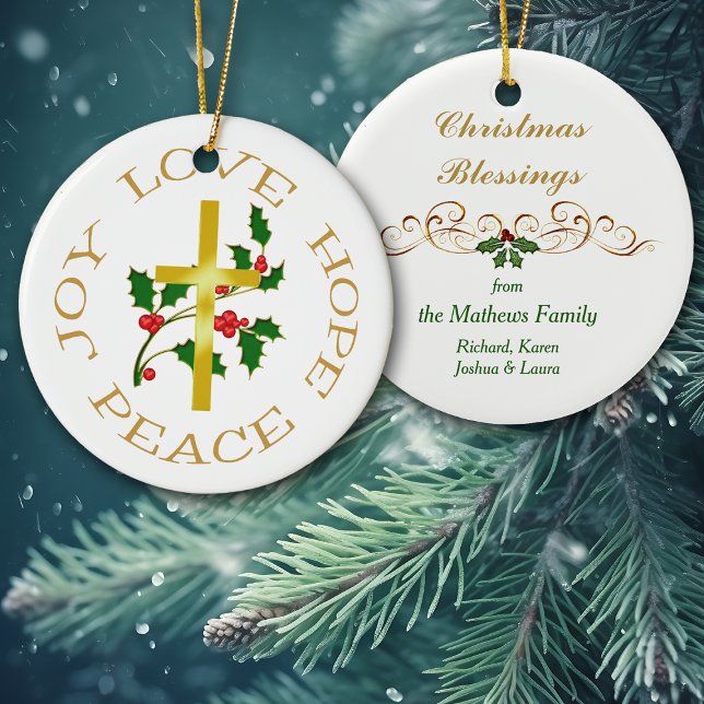 Adorno De Cerámica Gold Cross Holly Hope (Subido por el creador)