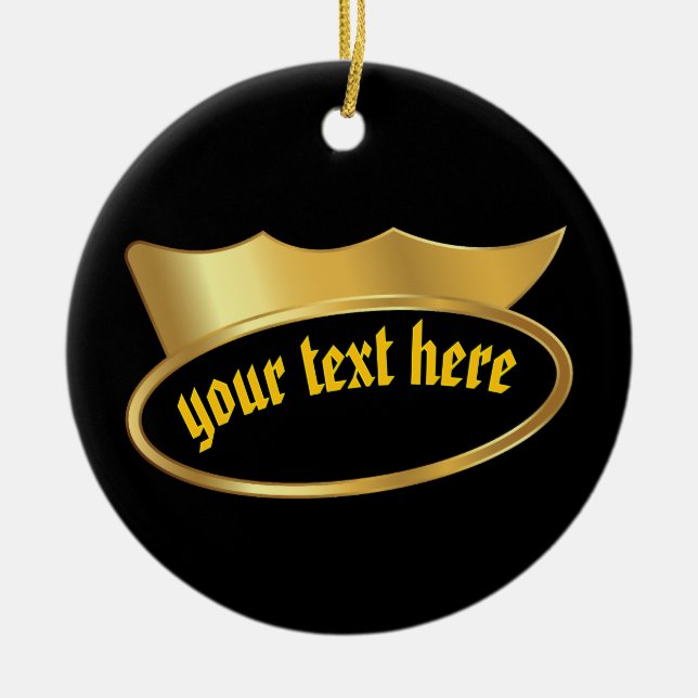 Adorno De Cerámica Gold crown Personalized Hanging Decor Ornament (Frente)