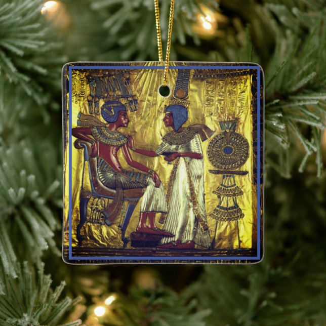 Adorno De Cerámica Gold Egyptian Characters on a (Árbol)