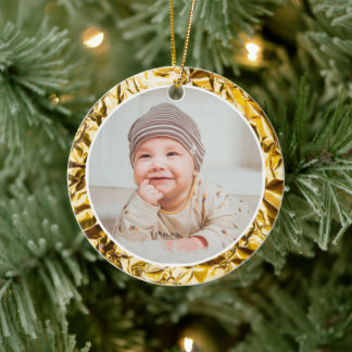 Adorno De Cerámica gold Frame Baby's First Christmas
