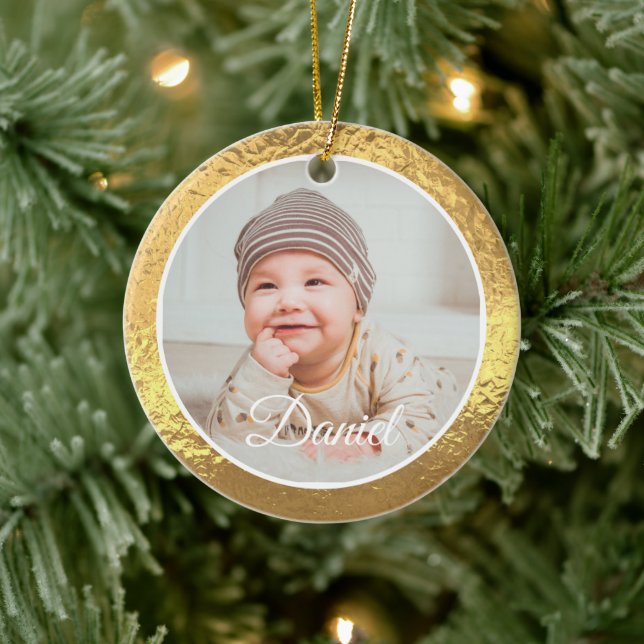 Adorno De Cerámica gold Frame Baby's First Christmas (Árbol)