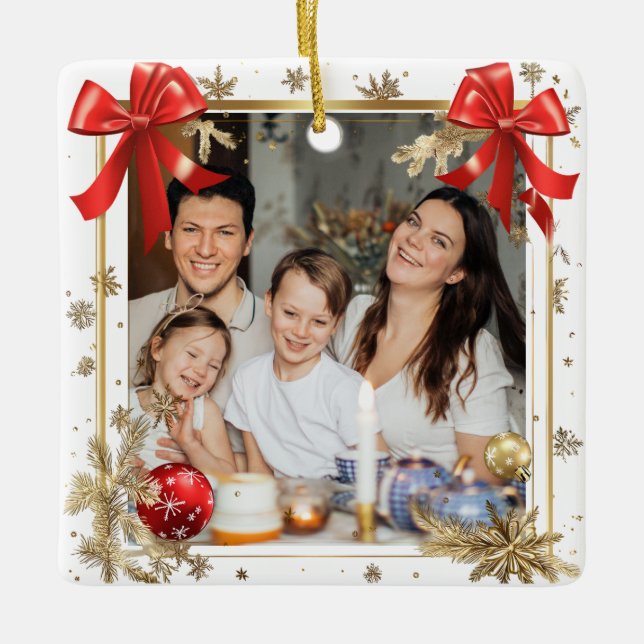 Adorno De Cerámica Gold Frame with custom Photo Family new year 2026 (Anverso)