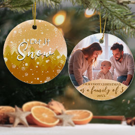 Adorno De Cerámica Gold Let it Snow Foto 1Navidades Familia de 3