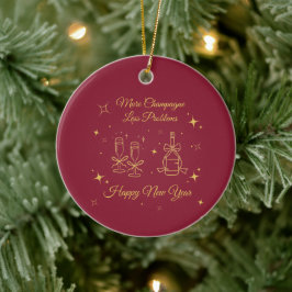 Adorno De Cerámica Gold Line Art New Year Design