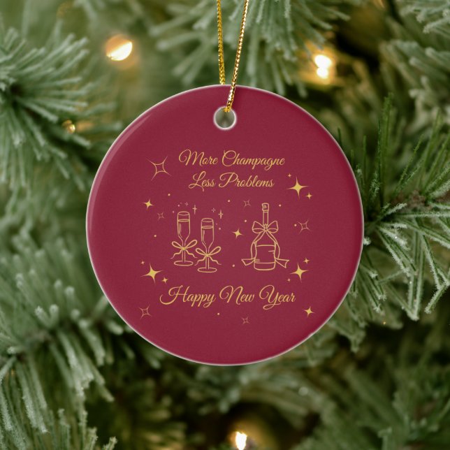 Adorno De Cerámica Gold Line Art New Year Design (Árbol)